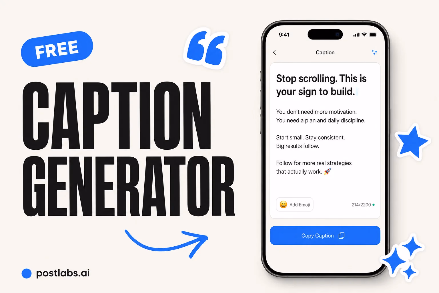 Caption Generator — kostenloses Postlabs Tool