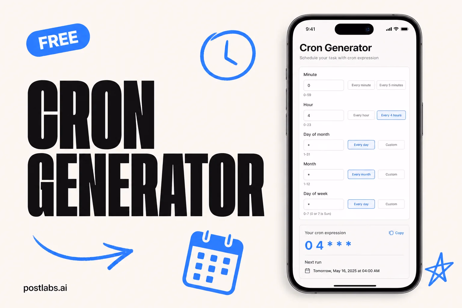 Cron Generator — kostenloses Postlabs Tool