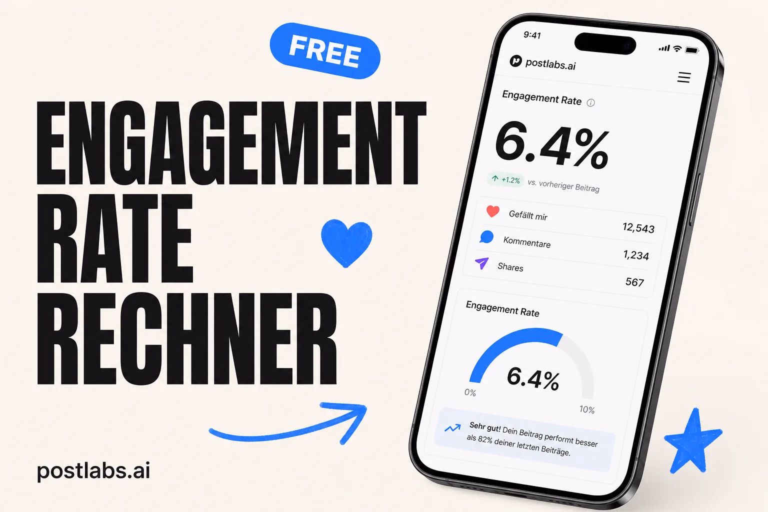 Engagement Rate Rechner — kostenloses Postlabs Tool