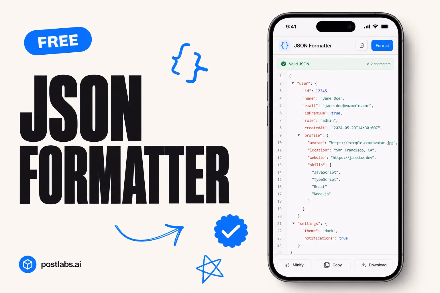 JSON Formatter — kostenloses Postlabs Tool
