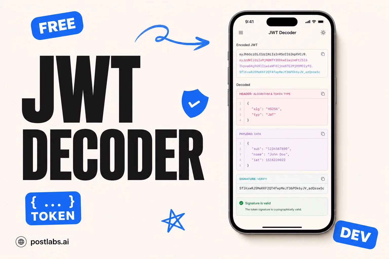 JWT Decoder — kostenloses Postlabs Tool
