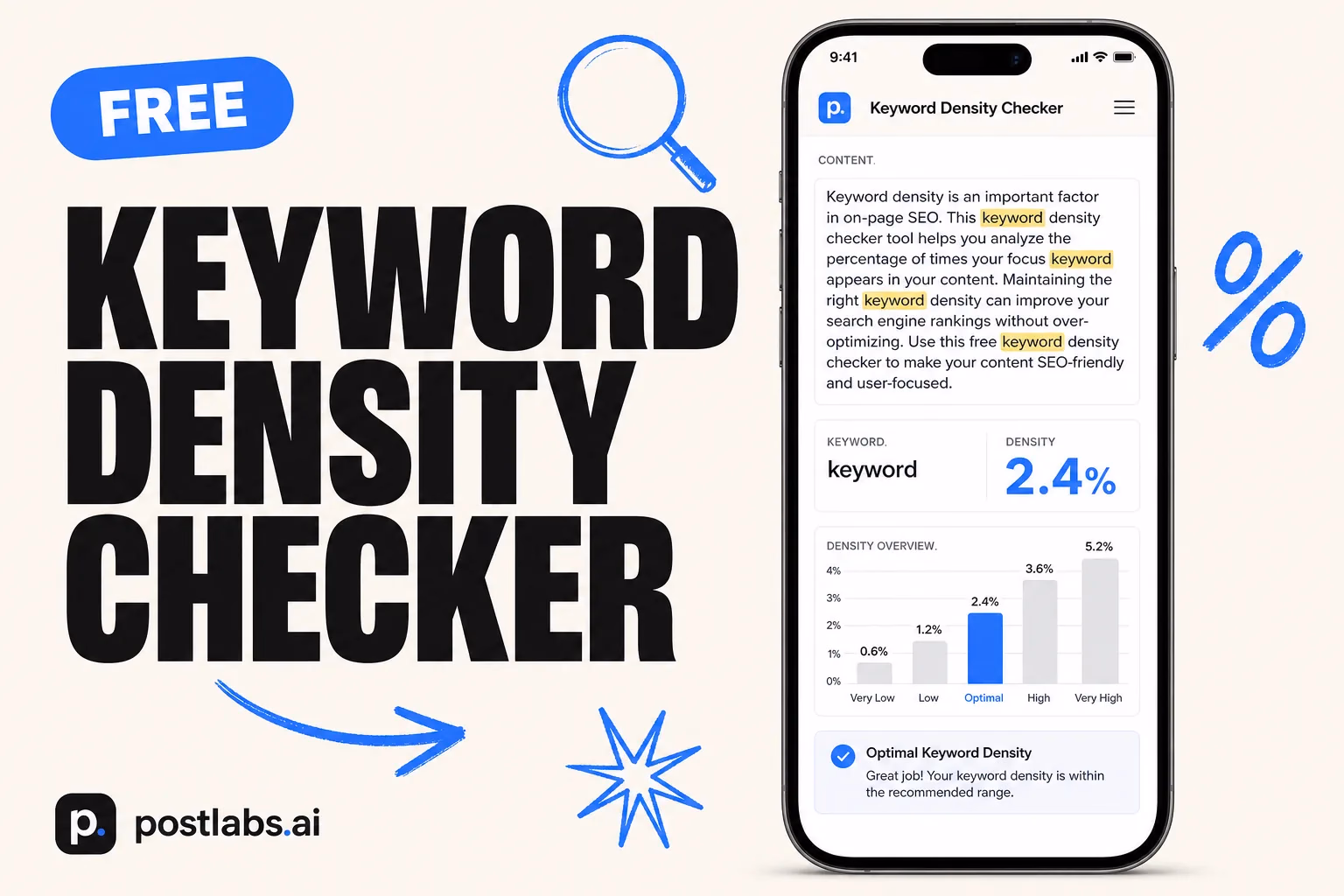 Keyword Density Checker — kostenloses Postlabs Tool
