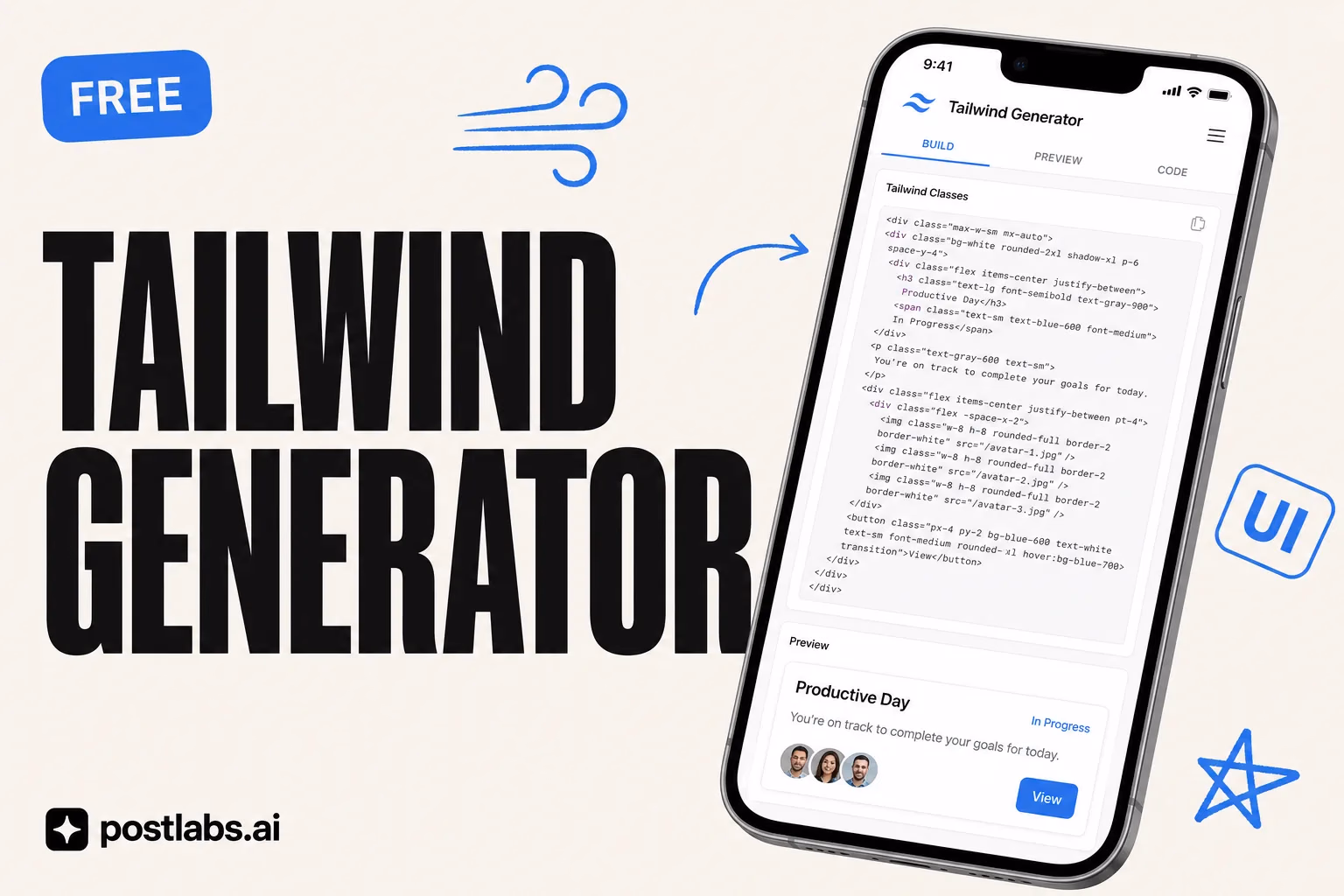 Tailwind Generator — kostenloses Postlabs Tool
