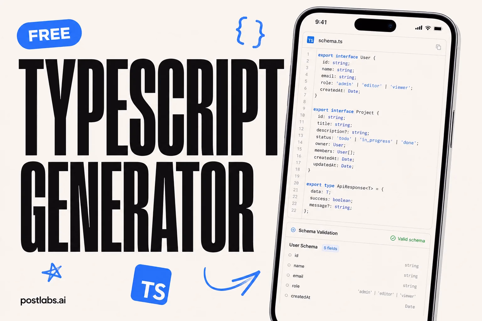 TypeScript Generator — kostenloses Postlabs Tool