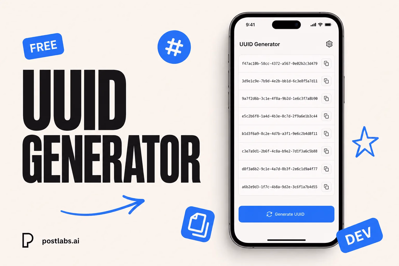 UUID Generator — kostenloses Postlabs Tool