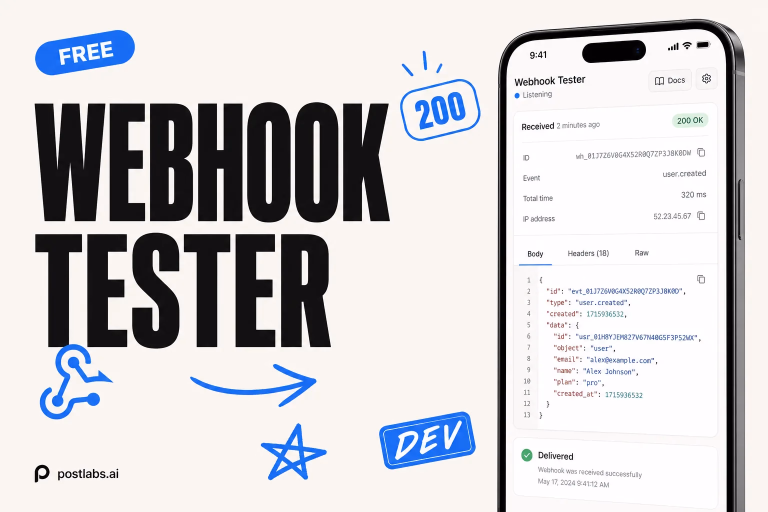 Webhook Tester — kostenloses Postlabs Tool