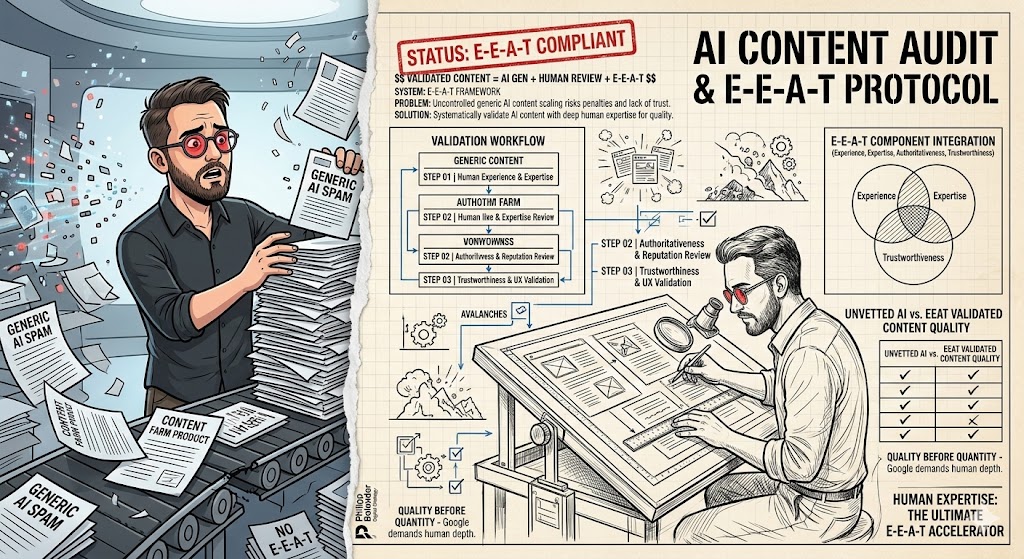 SEO-Content mit KI: Qualitätscheckliste (E-E-A-T praktisch) SEO-Content mit KI: Qualitätscheckliste (E-E-A-T praktisch)